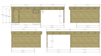 ABRI DE JARDIN bois Pin traité autoclave 27mm - 7,84x4,34m / 34m2 - Bac acier - Abri Français