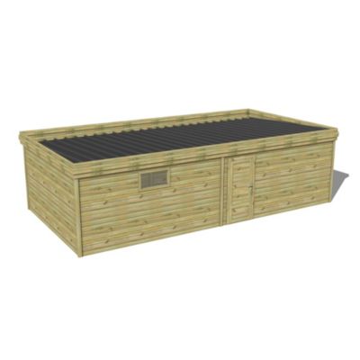 ABRI DE JARDIN bois Pin traité autoclave 27mm - 8,595x4,34m / 37,3m2 - Bac acier - Abri Français