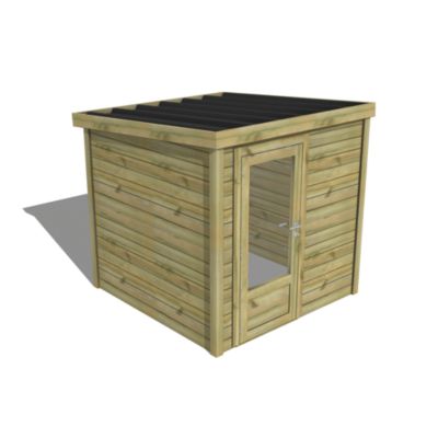 ABRI DE JARDIN bois Pin traité autoclave 27mm - Essentiel - 2,14x2,14m / 4,6m2 - Bac acier - Abri Français