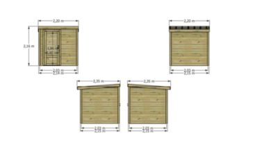 ABRI DE JARDIN bois Pin traité autoclave 27mm - Essentiel - 2,14x2,14m / 4,6m2 - Bac acier - Abri Français