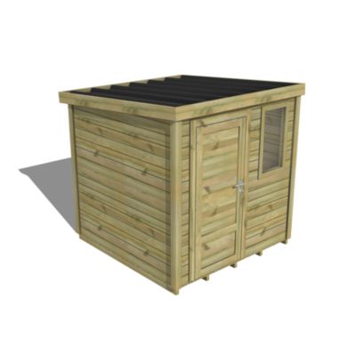 ABRI DE JARDIN bois Pin traité autoclave 27mm - Essentiel - 2,14x2,14m / 4,6m2 - Bac acier - Plancher bois