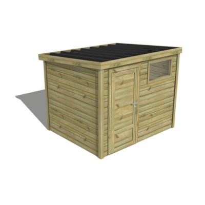 ABRI DE JARDIN bois Pin traité autoclave 27mm - Essentiel - 2,64x2,14m / 5,7m2 - Bac acier - Abri Français