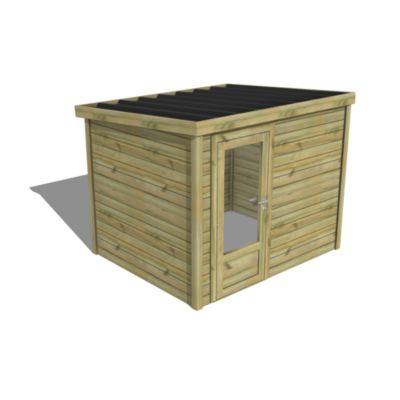 ABRI DE JARDIN bois Pin traité autoclave 27mm - Essentiel - 2,64x2,14m / 5,7m2 - Bac acier - Abri Français