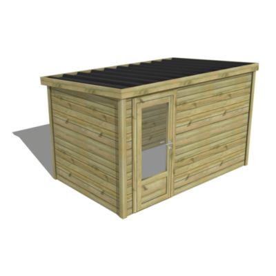 ABRI DE JARDIN bois Pin traité autoclave 27mm - Essentiel - 3,44x2,14m / 7,4m2 - Bac acier - Abri Français