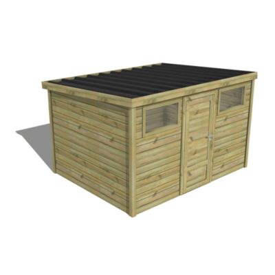 ABRI DE JARDIN bois Pin traité autoclave 27mm - Essentiel - 3,44x2,64m ...
