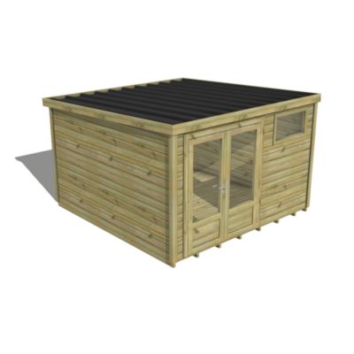 ABRI DE JARDIN bois Pin traité autoclave 27mm - Essentiel - 3,44x3,44m ...