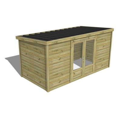ABRI DE JARDIN bois Pin traité autoclave 27mm - Essentiel - 4,34x2,14m ...