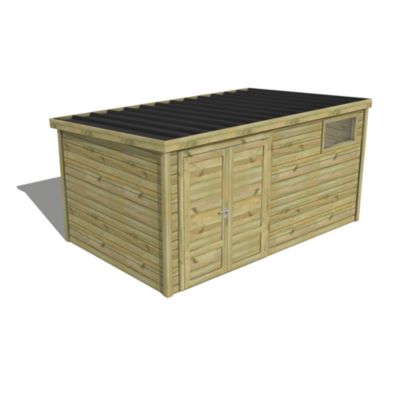 ABRI DE JARDIN bois Pin traité autoclave 27mm - Essentiel - 4,34x2,64m / 11,5m2 - Bac acier - Abri Français