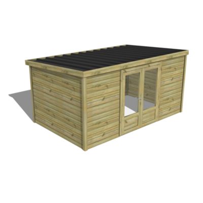 ABRI DE JARDIN bois Pin traité autoclave 27mm - Essentiel - 4,34x2,64m / 11,5m2 - Bac acier - Abri Français