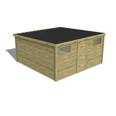 ABRI DE JARDIN bois Pin traité autoclave 27mm - Essentiel - 4,34x4,34m ...