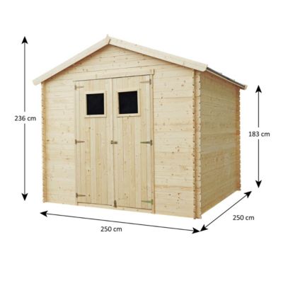 Abri de jardin bois TRIGANO 6.25 m² avec porte simple et panneaux robustes pour organiser et protéger votre matériel extérieur