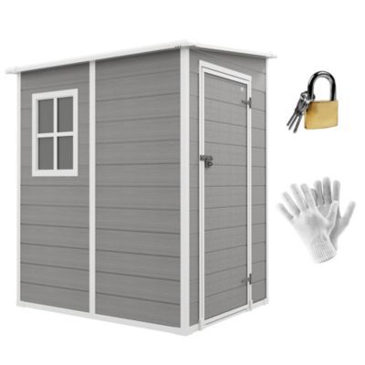 Abri de jardin cabanon 1,54 m² - porte verrouillable, fenêtre, aération - alu. PP gris