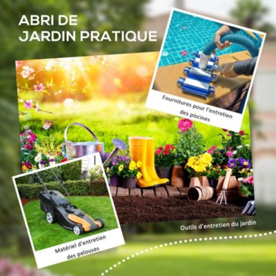 Abri de jardin cabanon 2,12 m² - 2 portes, fenêtre, aération, toit double pente - résine PP gris