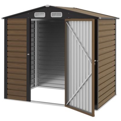 Abri de jardin cabanon dim. 190L x 131l x 188H cm porte verrouillable ventilations tôle acier ondulé marron