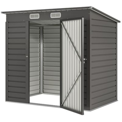 Abri de jardin cabanon dim. 191L x 130l x 166H cm porte verrouillable ventilations tôle acier ondulé gris