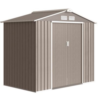 Abri de jardin - cabanon porte verrouillable - 213 x 130 x 185 cm - tôle d'acier taupe clair
