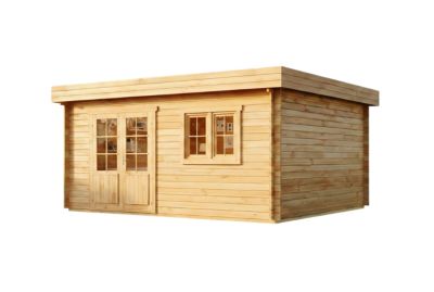 Abri de jardin Camargue B Alpholz, 52x42m dim ext (cas échéant incl débord de toit) naturel, épaisseur paroi : 28mm, 21,8m² totale