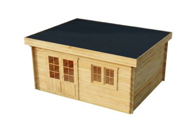 Abri de jardin Camargue B Alpholz, 52x42m dim ext (cas échéant incl débord de toit) naturel, épaisseur paroi : 28mm, 21,8m² totale