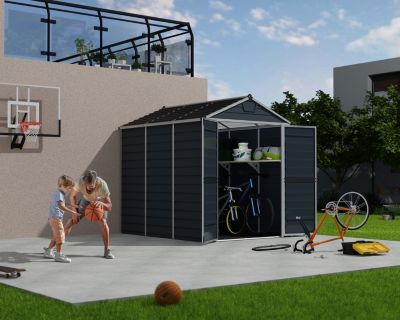 Abri de jardin Canopia Skylight en polycarbonate gris anthracite et aluminium surface totale hors tout 4,2m²
