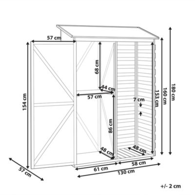 Abri de jardin CENGIO 130 cm 57 cm Gris