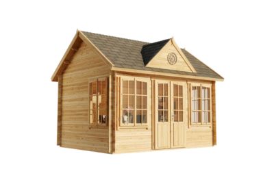 Abri de jardin CLOCKHOUSE Alpholz, 44x34m dim ext (cas échéant incl débord de toit) naturel, épaisseur paroi : 28mm, 15m² totale
