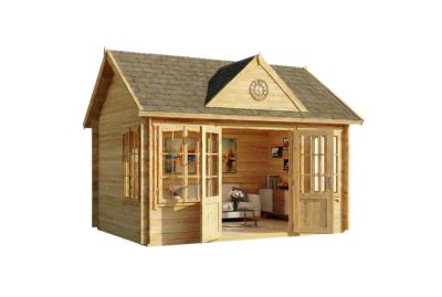 Abri de jardin CLOCKHOUSE Alpholz, 44x34m dim ext (cas échéant incl débord de toit) naturel, épaisseur paroi : 28mm, 15m² totale