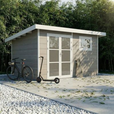 Abri de Jardin Composite ALMA - 11m2 Gris clair - Garantie 20 ans - Cabanon de Jardin