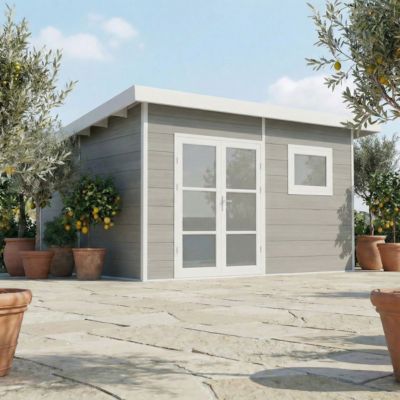 Abri de Jardin Composite ALMA - 15m2 Gris clair - Cabane de Jardin