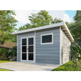 Abri de Jardin Composite ALMA - 15m2 Gris clair - Cabane de Jardin