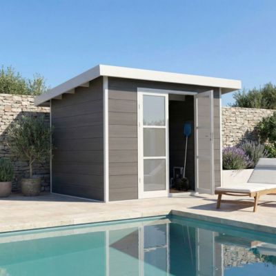 Abri de Jardin Composite ALMA - 7m2 - Gris/blanc - Cabane de jardin
