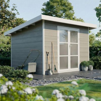 Abri de Jardin Composite ALMA - 9m2 Gris clair - Cabane de Jardin