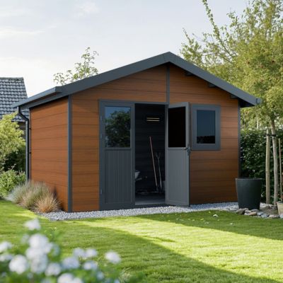 Abri de Jardin Composite ISORA - 12m2 Brun - Cabane Atelier / Abri Velo