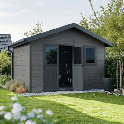 Abri de Jardin Composite ISORA - 12m2 Gris - Cabane Atelier / Abri Velo
