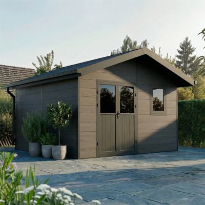 Abri de Jardin Composite ISORA - 15m2 Gris - Cabane Atelier / Abri Velo