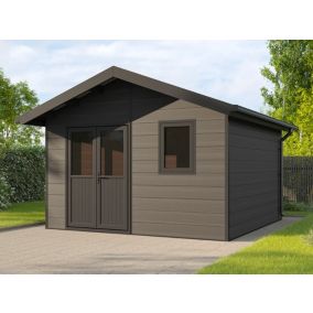 Abri de Jardin Composite ISORA - 15m2 Gris - Cabane Atelier / Abri Velo