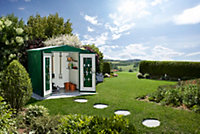 Abri de jardin double porte Biohort Europa T6 en métal coloris vert foncé ép.0,53 mm surface extérieure 7,32 m²