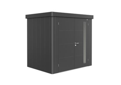 Abri de jardin double porte Biohort Neo 1B en métal coloris gris foncé métallique ép.0,53 mm surface extérieure 3,6 m²