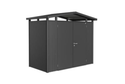 Abri de jardin double porte Biohort Panorama P1 en métal coloris gris foncé métallique ép.0,53 mm surface extérieure 4,31 m²