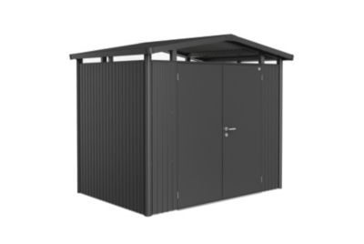 Abri de jardin double porte Biohort Panorama P2 en métal coloris gris foncé métallique ép.0,53 mm surface extérieure 5,4 m²