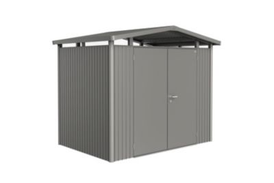 Abri de jardin double porte Biohort Panorama P2 en métal coloris gris quartz métallique ép.0,53 mm surface extérieure 5,4 m²