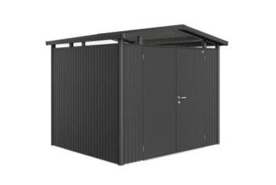 Abri de jardin double porte Biohort Panorama P3 en métal coloris gris foncé métallique ép.0,53 mm surface extérieure 6,49 m²