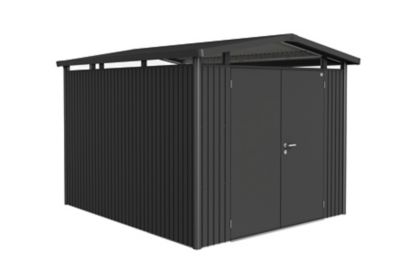 Abri de jardin double porte Biohort Panorama P5 en métal coloris gris foncé métallique ép.0,53 mm surface extérieure 8,68 m²