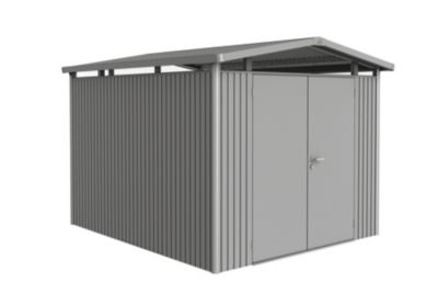 Abri de jardin double porte Biohort Panorama P5 en métal coloris gris quartz métallique ép.0,53 mm surface extérieure 8,68 m²