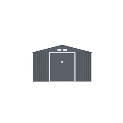 Abri de jardin en acier 12,99 m2 - Kit dancrage inclus - Gris anthracite