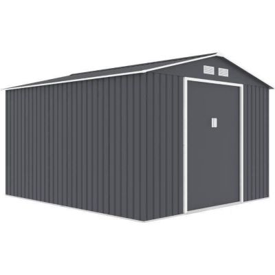 Abri de jardin en acier 8,48 m2 - Kit dancrage inclus - Gris anthracite