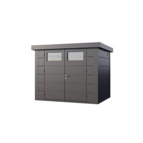 Abri de jardin en acier de 5,6 m² anthracite - double porte - TELLURIA modèle Classico 2721