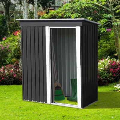 Abri De Jardin En Acier Galvanisé 5,3 M³ - 3 Portes, Toit Incliné, Serrure, 235x174x197 Cm - 9