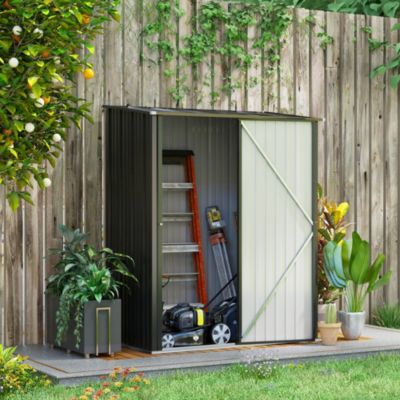Abri de jardin en acier galvanisé noir avec porte verrouillable