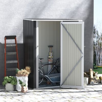 Abri de jardin en acier gris foncé 142x84 cm avec grande porte