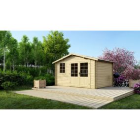 Abri de jardin en bois - 11,70m2 - 3,90x3m - Ep. 34mm - Couleur: naturel - DOM561